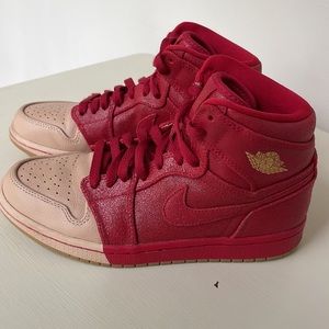 Air Jordans Red Light Pink Tip Size 7 Womens High Top